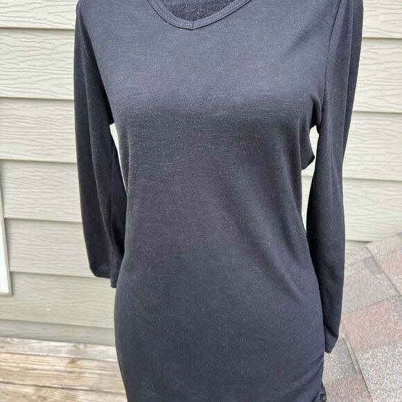 Vanity black long sleeve top with lace back, women's size M - Picture 3 of 7